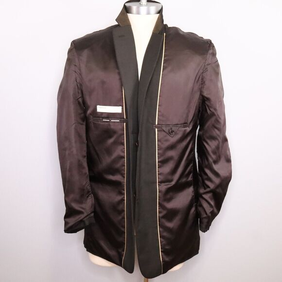 Perry Ellis Sport Coat Mens 44R Brown Windowpane Jacket Blazer Lined Career - Picture 12 of 15